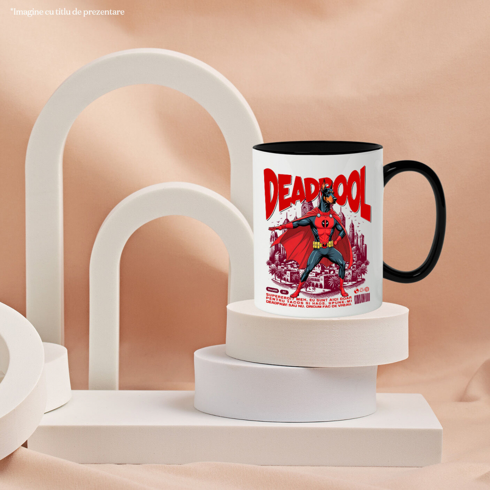 Cana Personalizata Doberman în Costum Deadpool – Câine Supererou Personalizat și Amuzant [3]