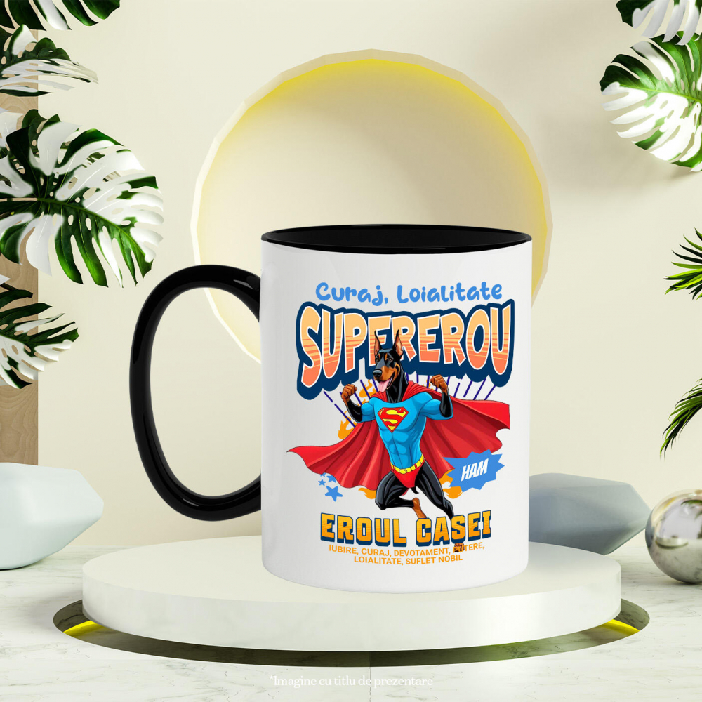 Cana Personalizata Doberman Pinscher în Costum de Superman – Produse Personalizate pentru Copii și Familie [3]