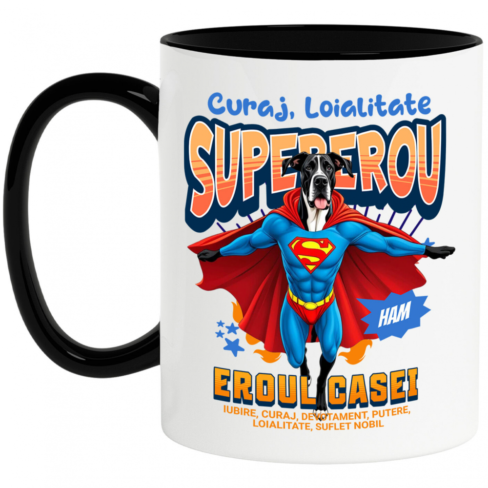 Cana Personalizata Dog German în Costum de Superman – Produse Personalizate pentru Copii și Familie [1]