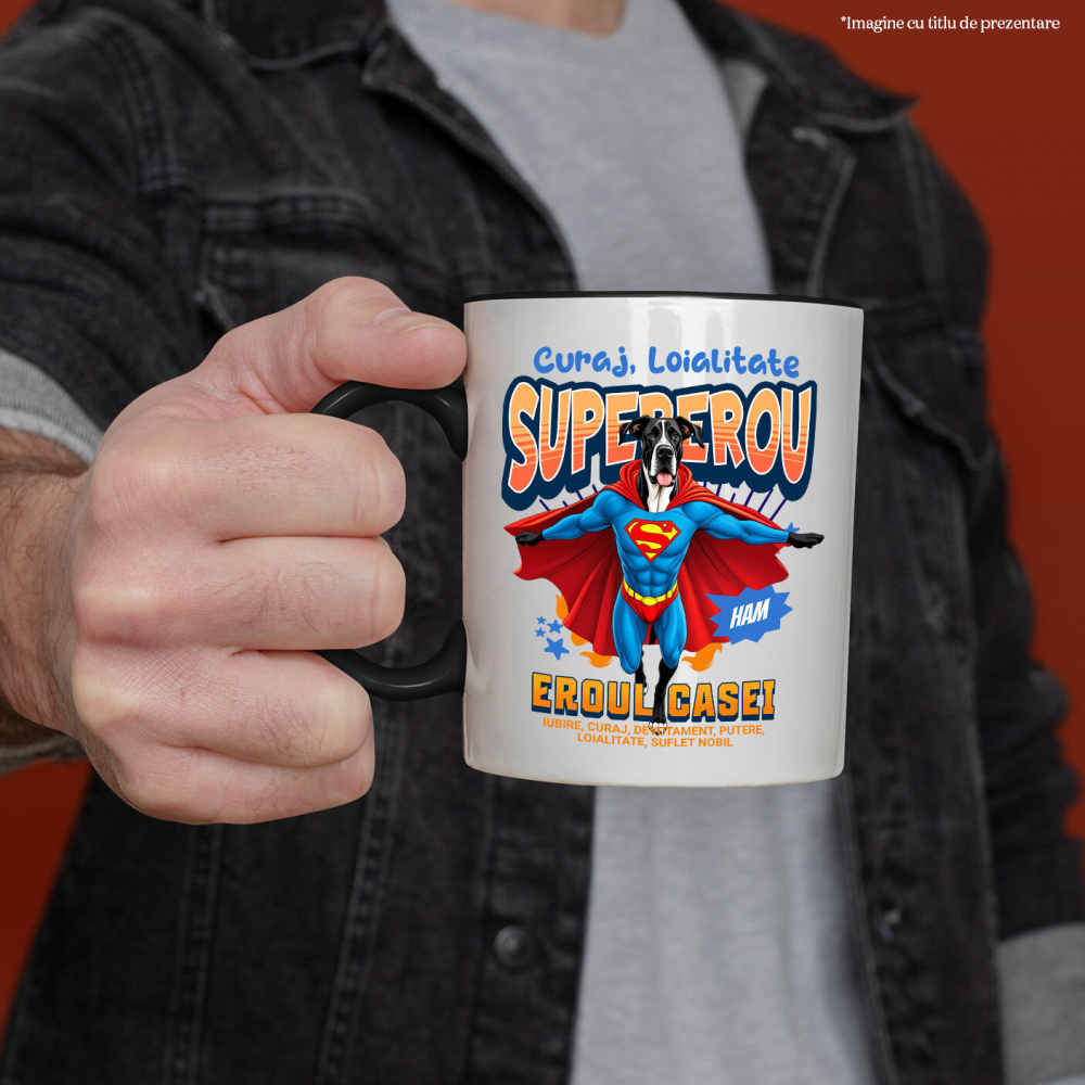 Cana Personalizata Dog German în Costum de Superman – Produse Personalizate pentru Copii și Familie [2]