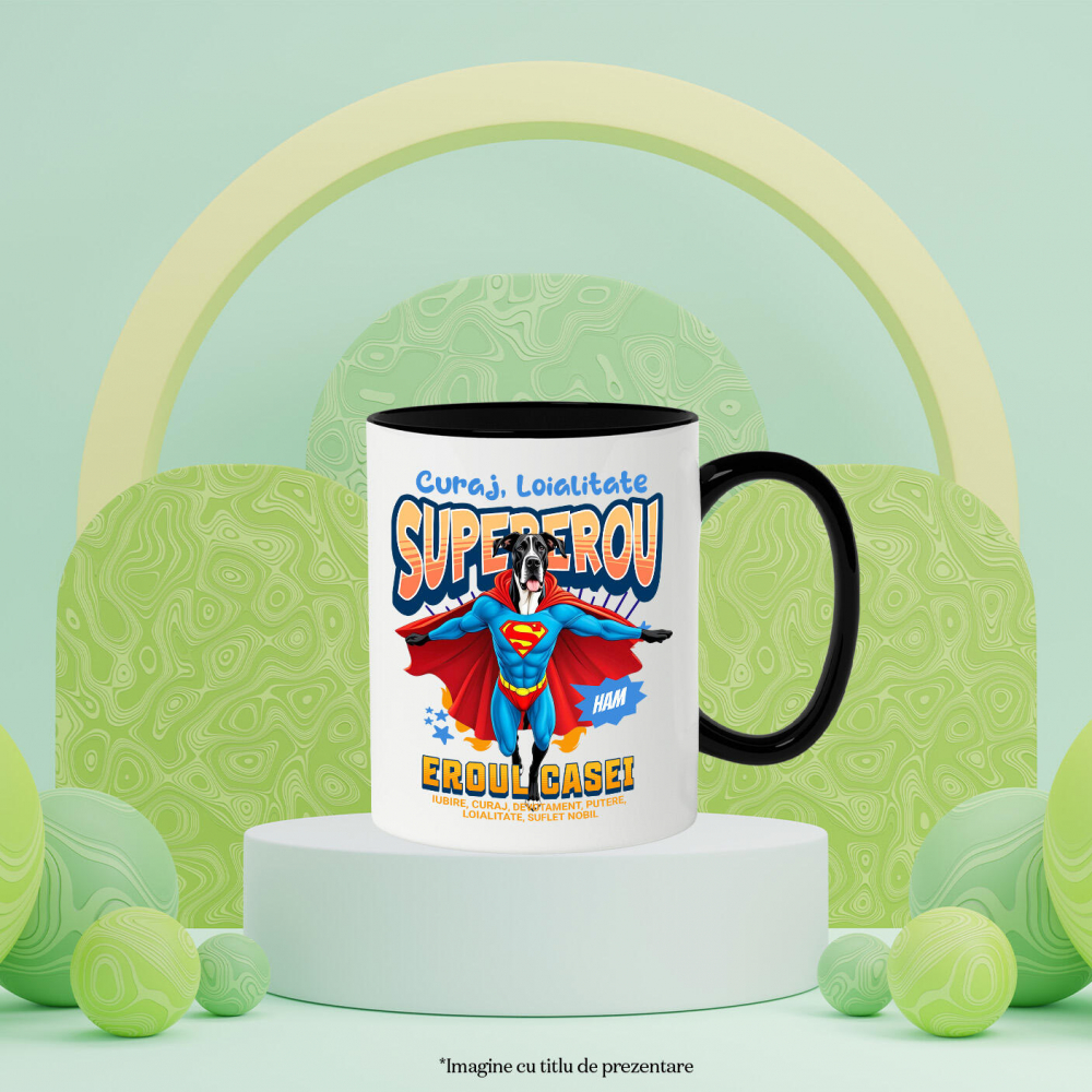 Cana Personalizata Dog German în Costum de Superman – Produse Personalizate pentru Copii și Familie [3]