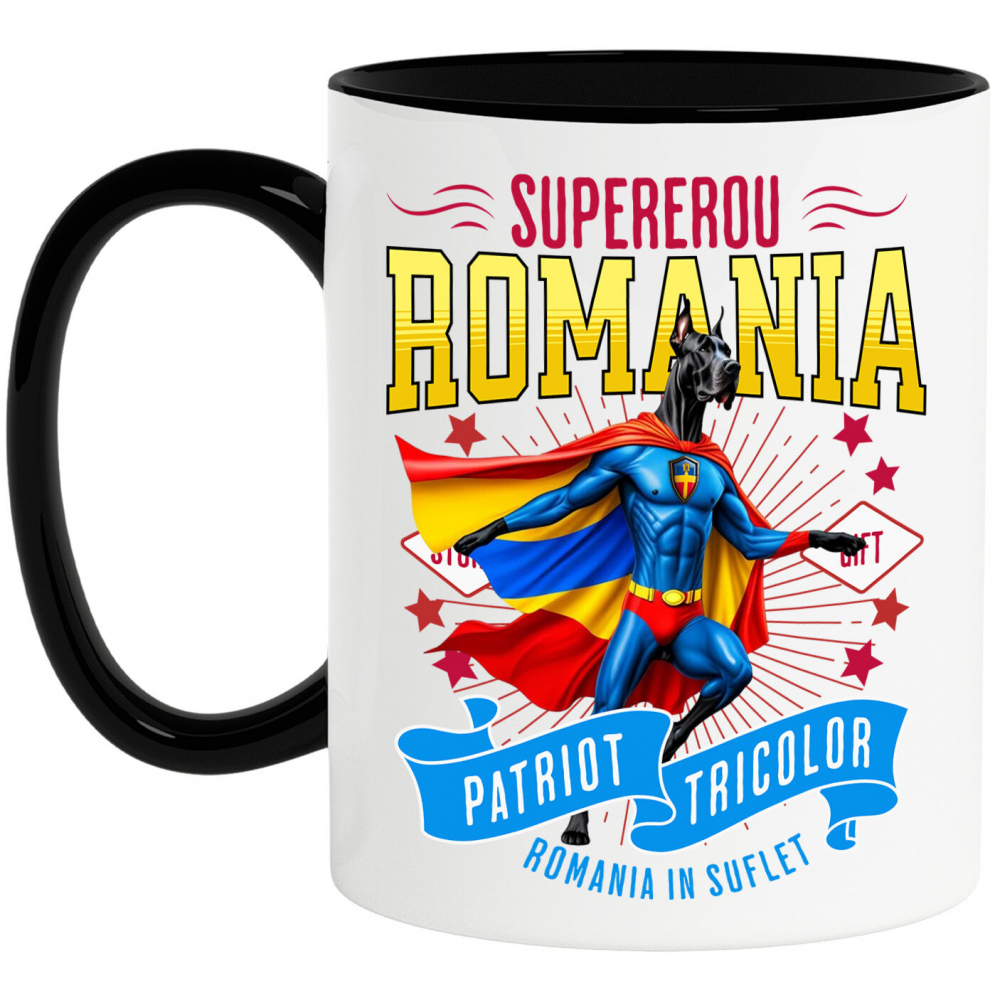 Cana Personalizata Dog German în Costum de Căpitan România – Cadou Personalizat pentru Iubitorii de Câini [1]