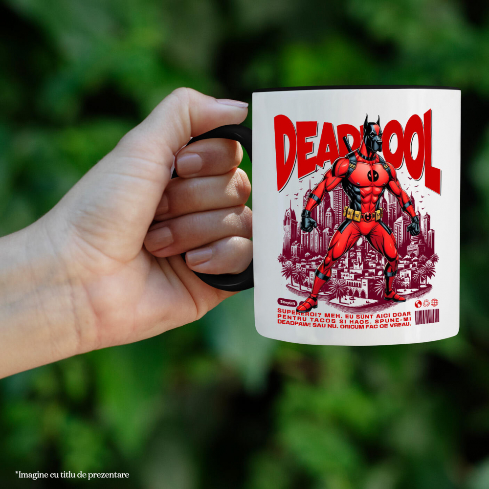 Cana Personalizata Dog German în Costum Deadpool – Câine Supererou Amuzant și Personalizat [2]