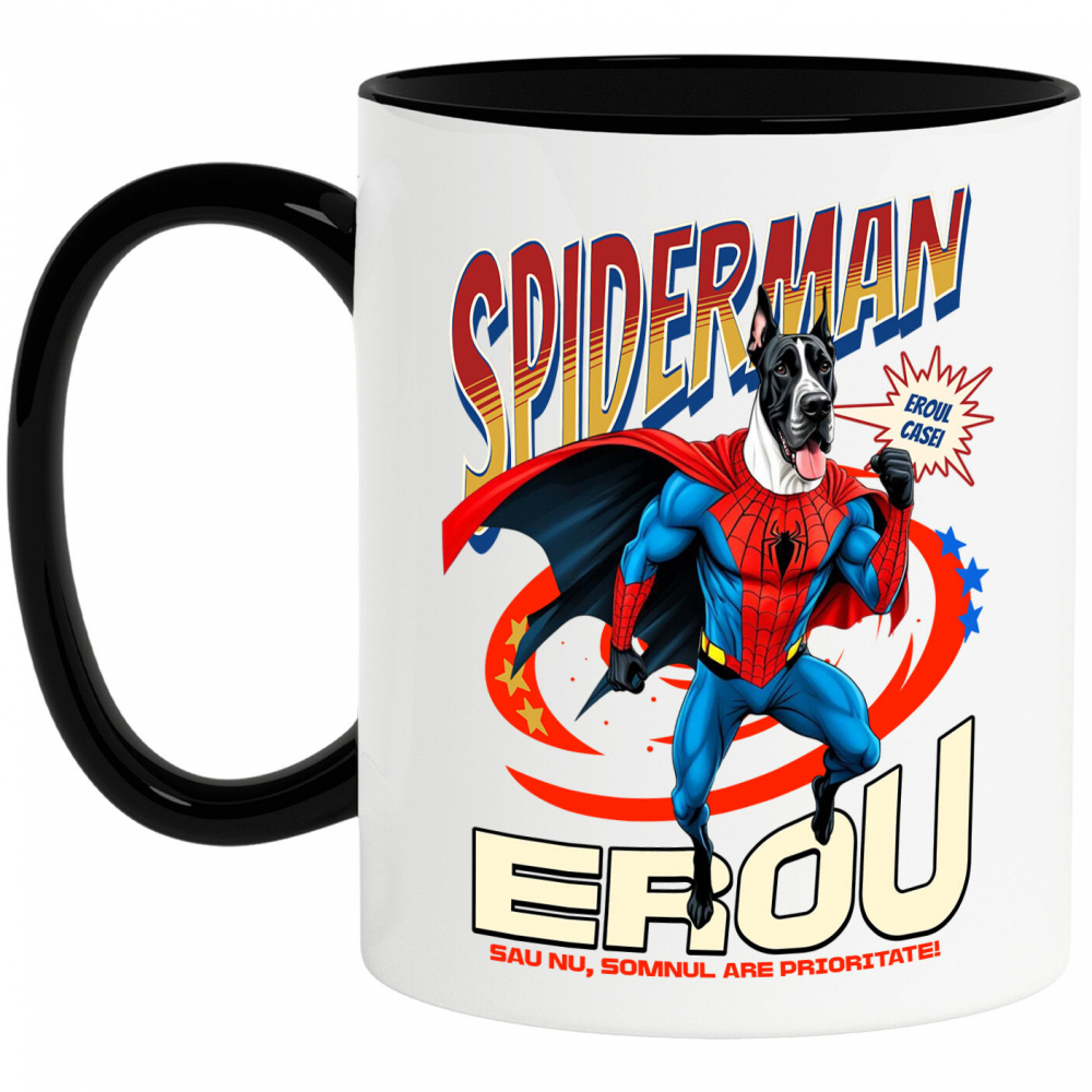 Cana Personalizata Dog German în Costum Spider-Man - Cadou Personalizat pentru Copii și Familie [1]