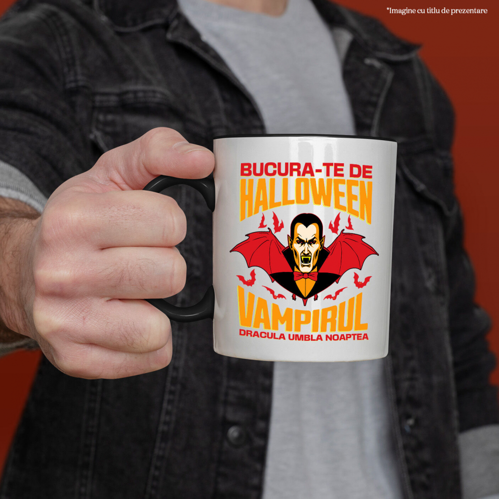 Cana Personalizata Dracula cu Colți și Aripi | Vampirul Dracula Halloween | Petrecere Tematică de Groază [2]