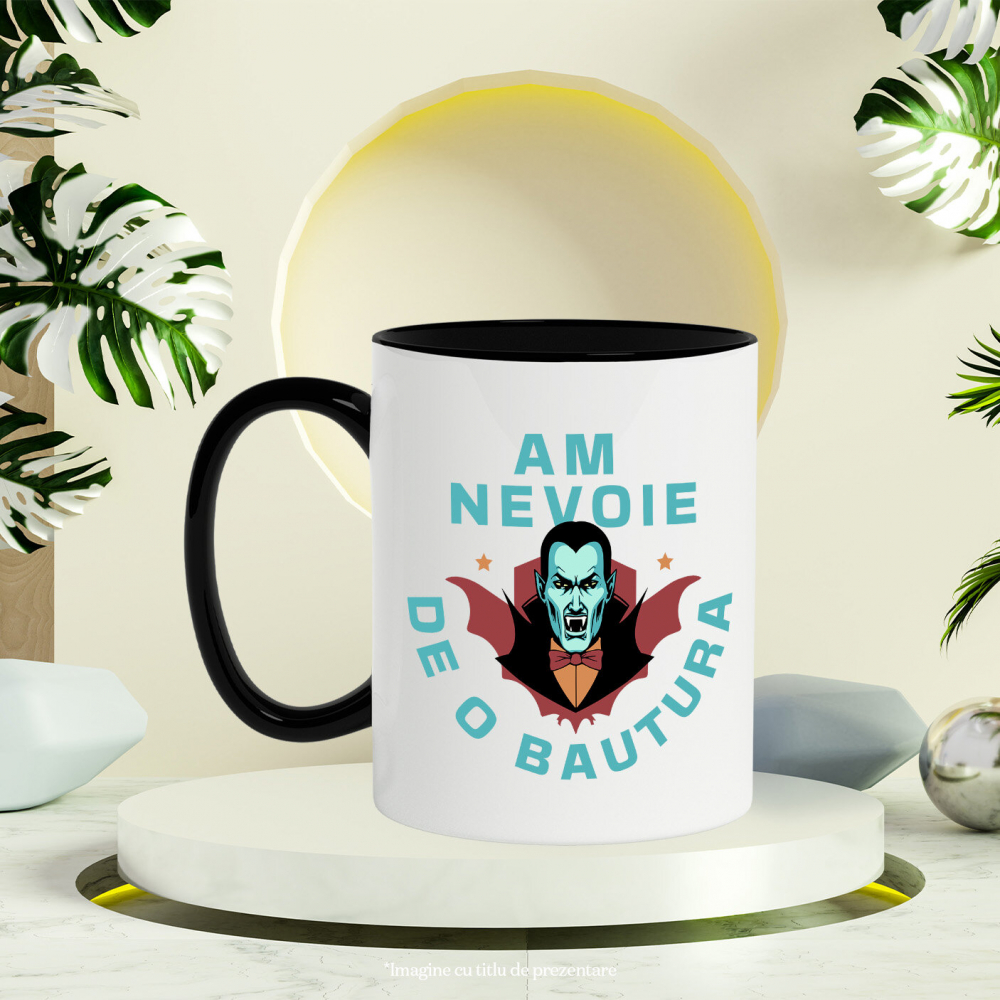 Cana Personalizata Dracula cu Colți și Pelerină | Băutură Halloween [3]