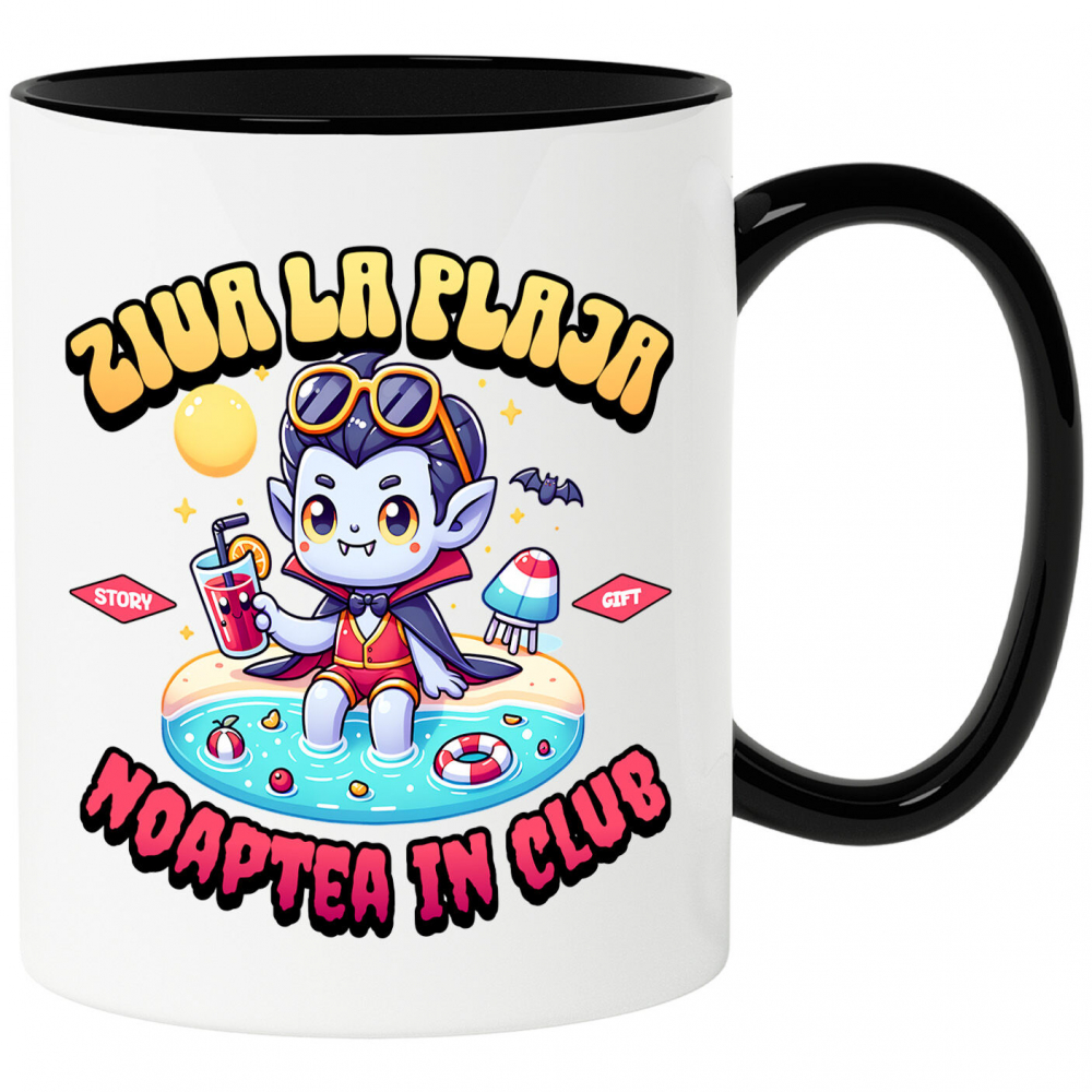 Cana Personalizata Dracula La Plajă – Cadou Amuzant Personalizat Pentru Familie & Prieteni [1]