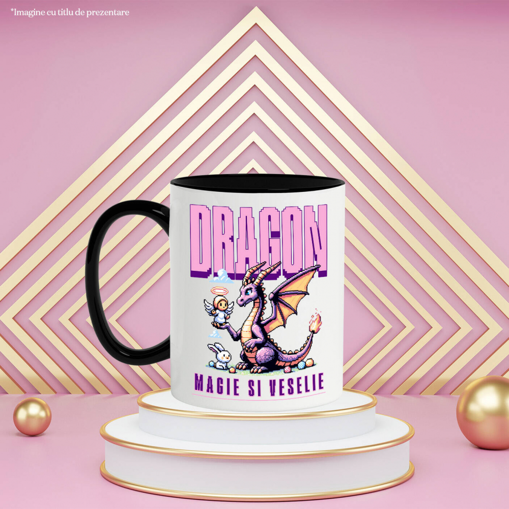 Cana Personalizata Dragon Mov Animat cu Înger și Iepure - Cadouri Personalizate Magice și Vesele [3]