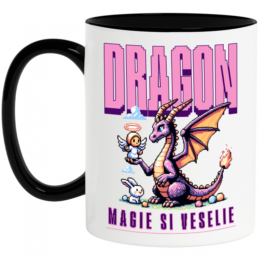 Cana Personalizata Dragon Mov Animat cu Înger și Iepure - Cadouri Personalizate Magice și Vesele [1]