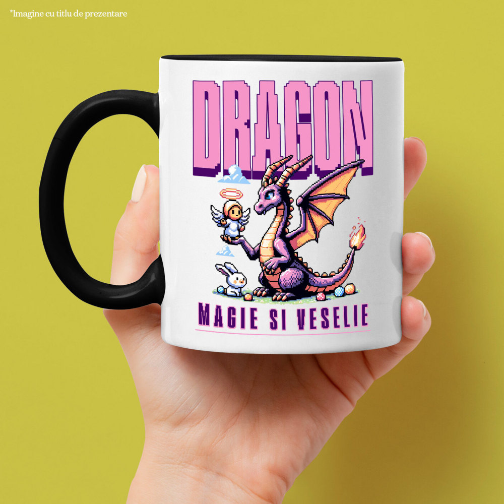 Cana Personalizata Dragon Mov Animat cu Înger și Iepure - Cadouri Personalizate Magice și Vesele [2]