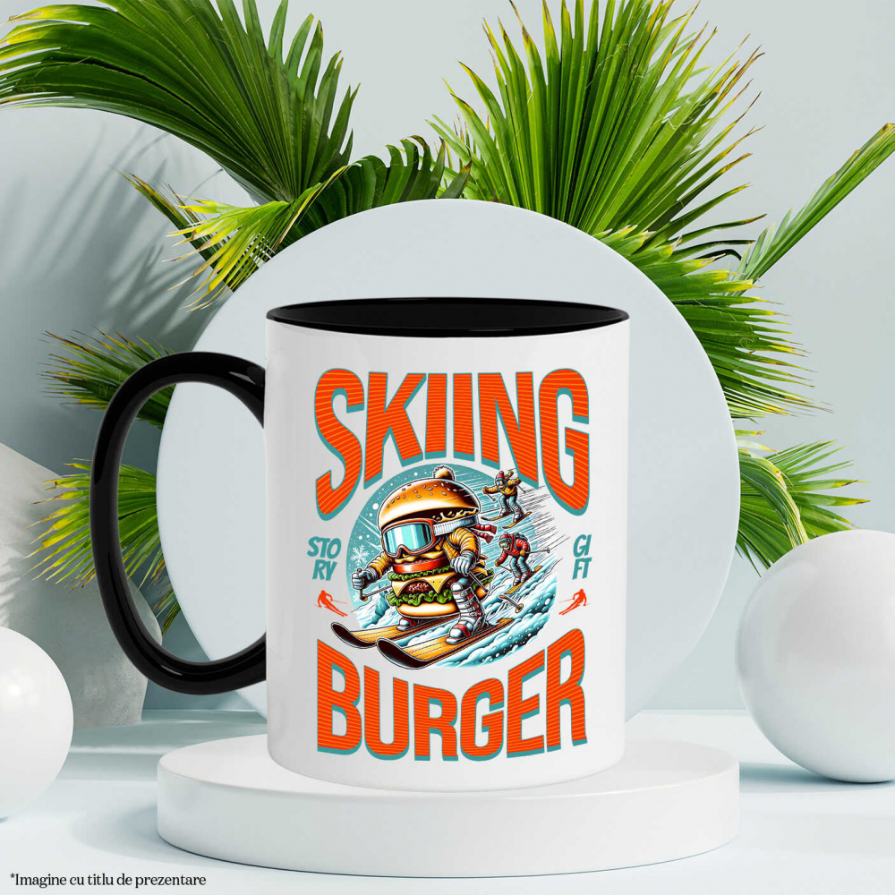 Cana Personalizata Dublu Burger Imsen Schiuri Pe Pârtie | Cadou Personalizat Pentru Familie și Iubitorii De Sport [3]