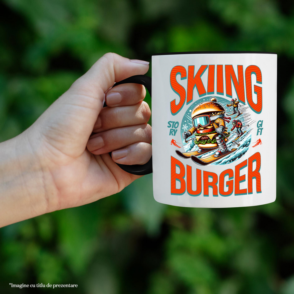 Cana Personalizata Dublu Burger Imsen Schiuri Pe Pârtie | Cadou Personalizat Pentru Familie și Iubitorii De Sport [2]