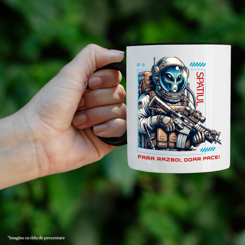 Cana Personalizata Extraterestru în Costum Spațial - Mesaj de Pace - Cadouri Personalizate Sci-Fi [2]