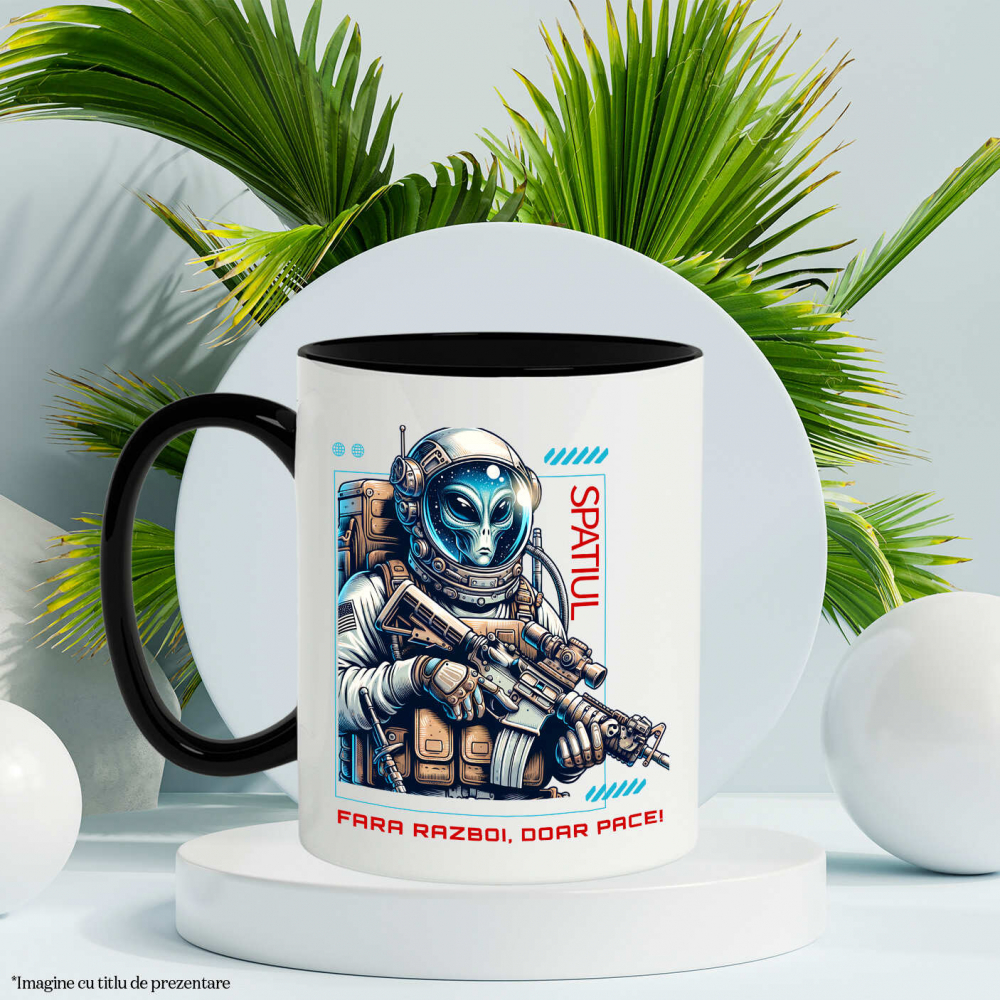 Cana Personalizata Extraterestru în Costum Spațial - Mesaj de Pace - Cadouri Personalizate Sci-Fi [3]