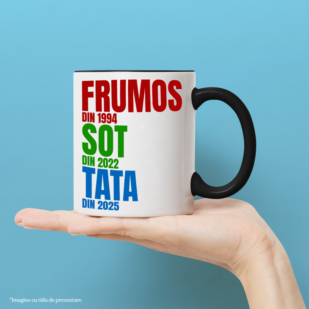 Cana Personalizata „Din 1994 Soț, din 2022 Tată din 2025” | Cadou Personalizat Iubire și Familie [2]