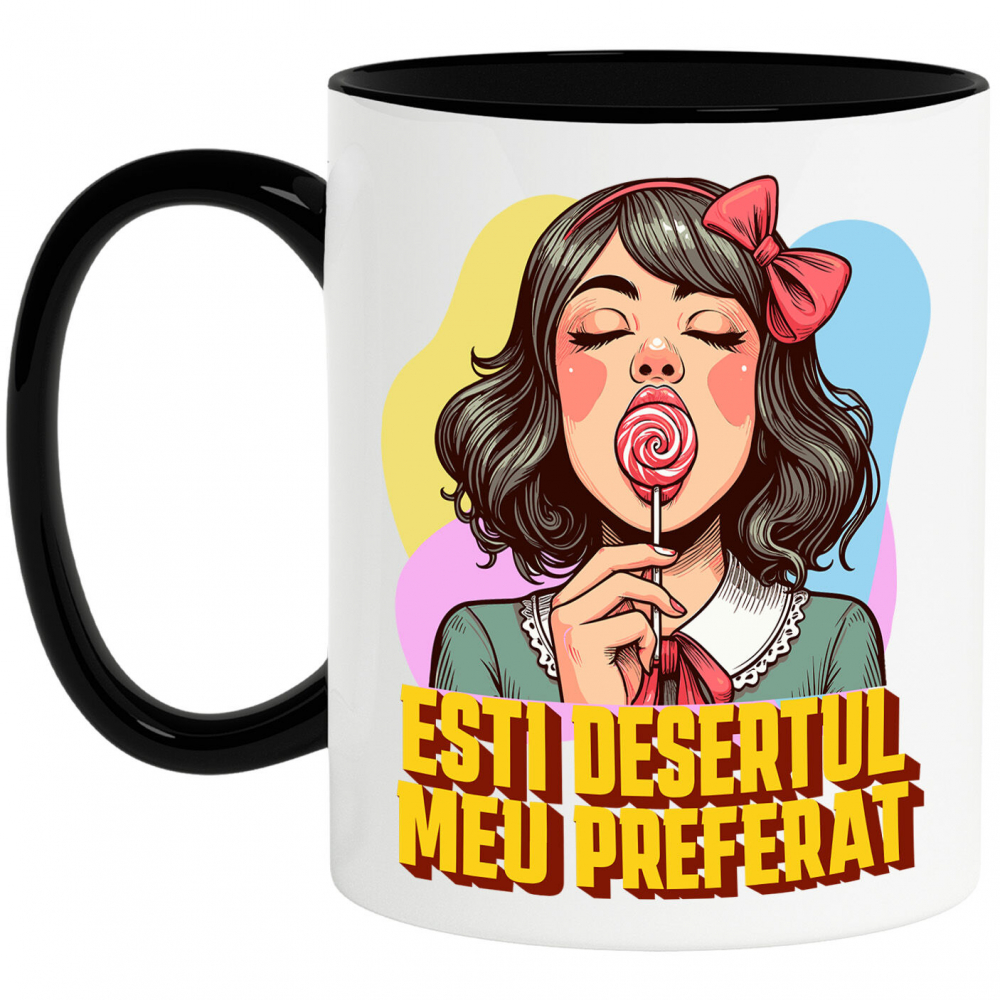 Cana Personalizata Fată cu Fundă Roșie și Acadea - Cadou Personalizat, Mesaj Iubire și Sexy [1]