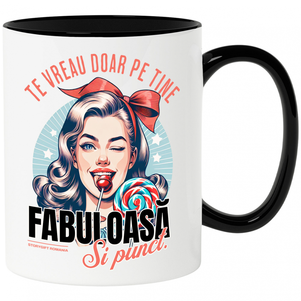 Cana Personalizata Fata cu Fundă și Acadea - Cadou Personalizat „Te Vreau Doar Pe Tine” [1]