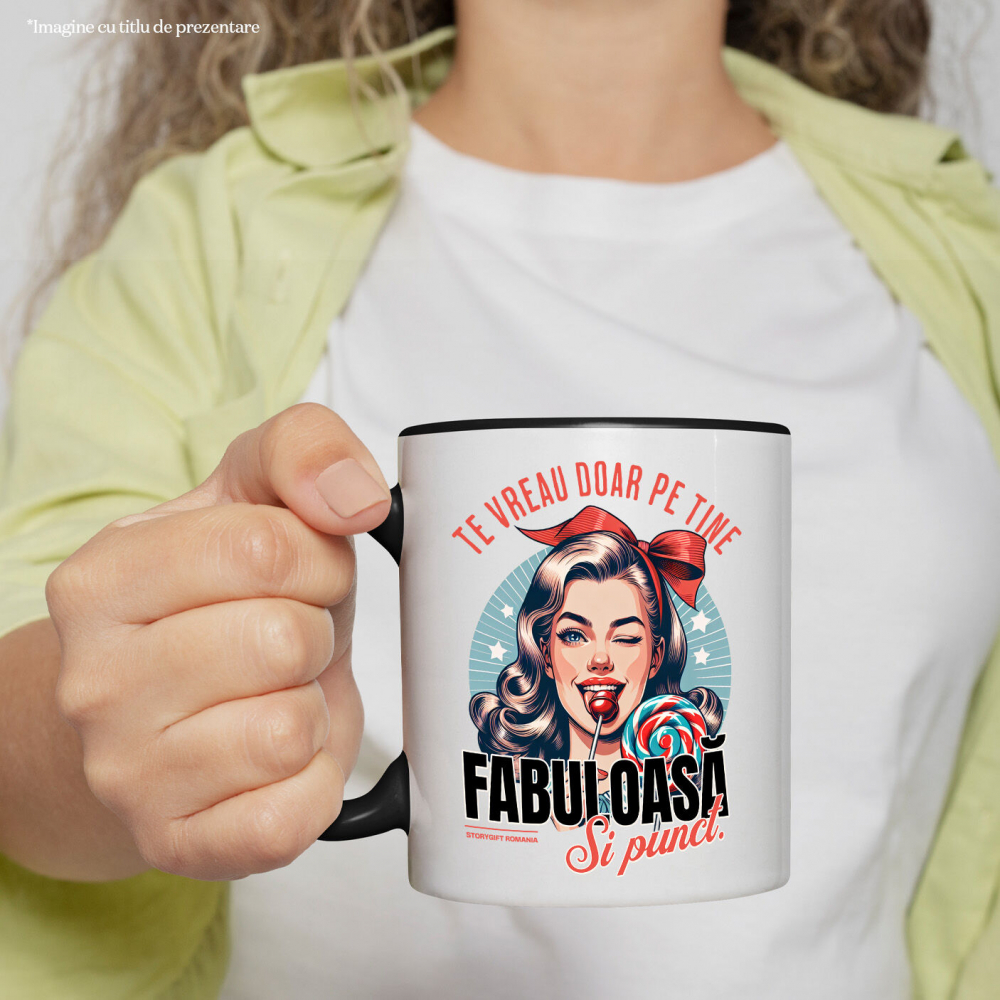 Cana Personalizata Fata cu Fundă și Acadea - Cadou Personalizat „Te Vreau Doar Pe Tine” [2]