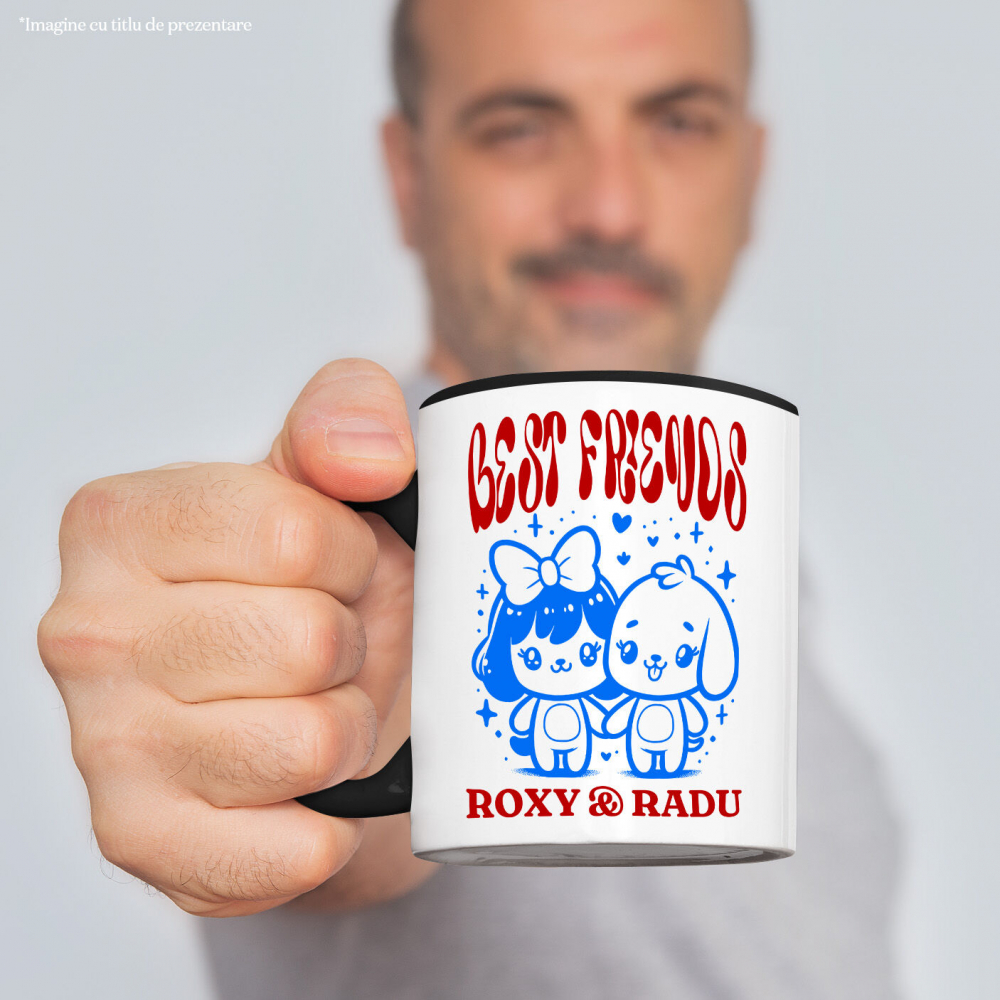 Cana Personalizata Cadouri personalizate – Fata cu fundă și câinele Best Friends Roxy și Radu [2]