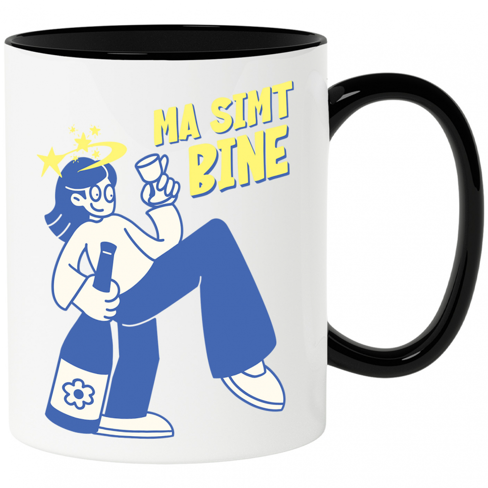 Cana Personalizata „Fată cu Pahar de Vin și Sticlă Personalizată - Cadou Energic pentru Femei și Prieteni” [1]