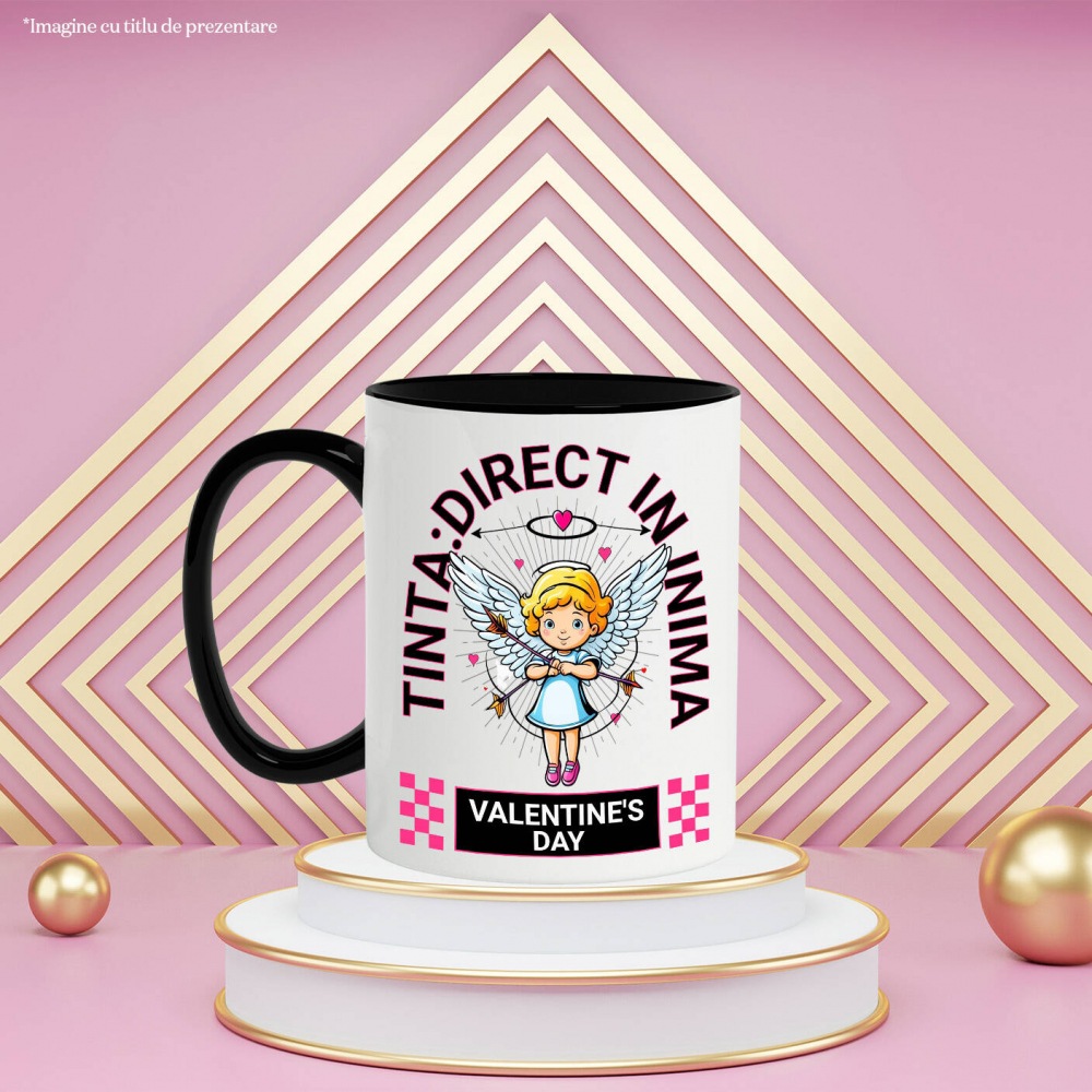 Cana Personalizata „Fată Înger Cu Aripi Albe Și Săgeți - Cadou Personalizat „Țintă Direct În Inimă” pentru Familie, Copii și Prieteni de Valentine's Day” [3]