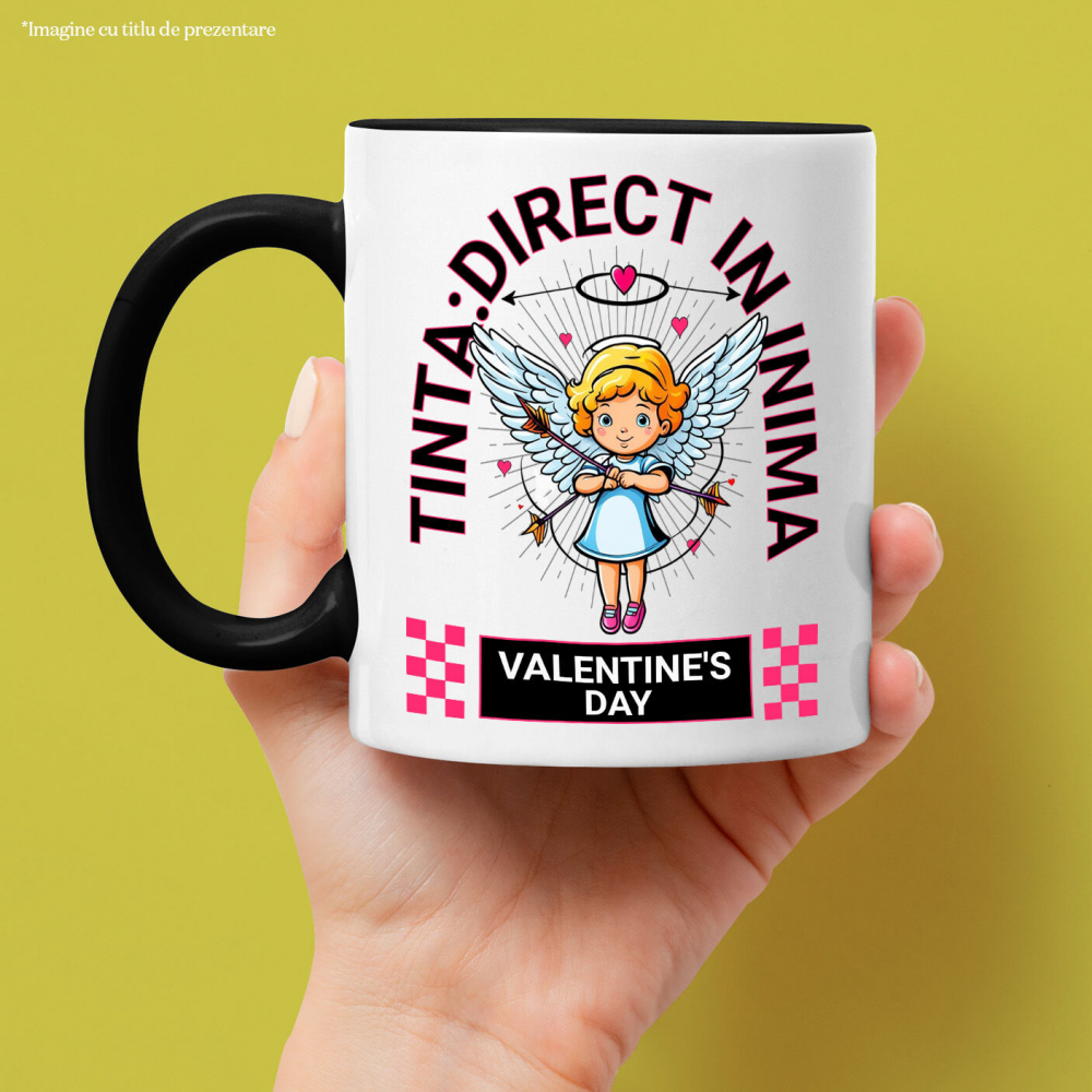 Cana Personalizata „Fată Înger Cu Aripi Albe Și Săgeți - Cadou Personalizat „Țintă Direct În Inimă” pentru Familie, Copii și Prieteni de Valentine's Day” [2]