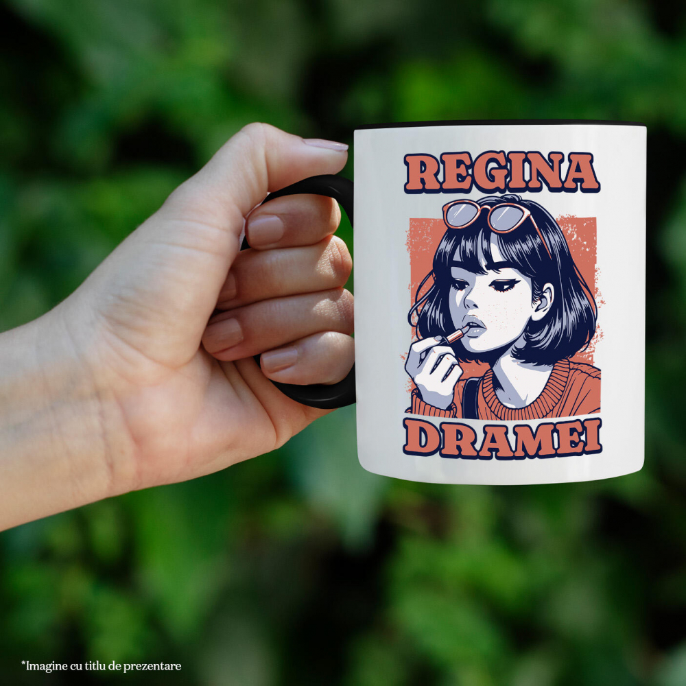 Cana Personalizata Fata Modernă cu Breton și Ochelari de Soare - Cadou Personalizat „Regina Dramei” [2]