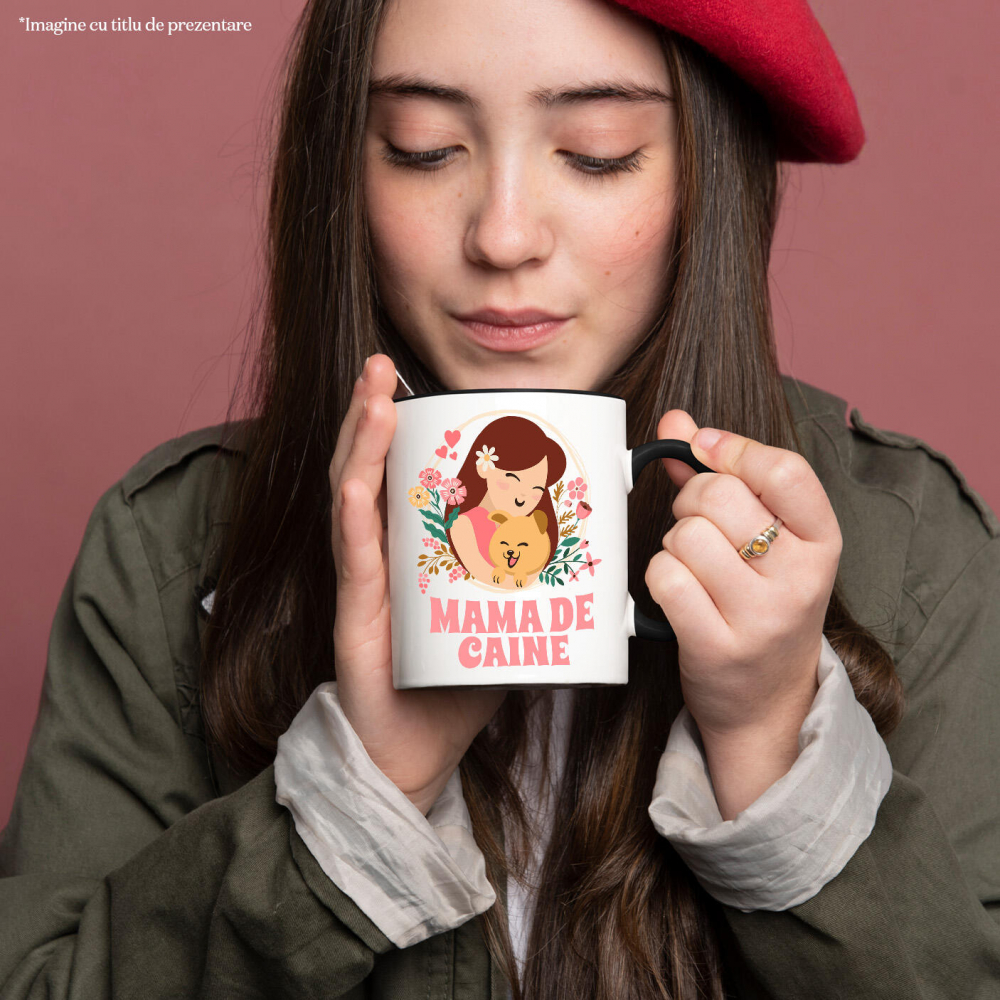 Cana Personalizata "Fata și Câine – Cadouri Personalizate pentru Mama de Câine cu Flori Colorate" [2]