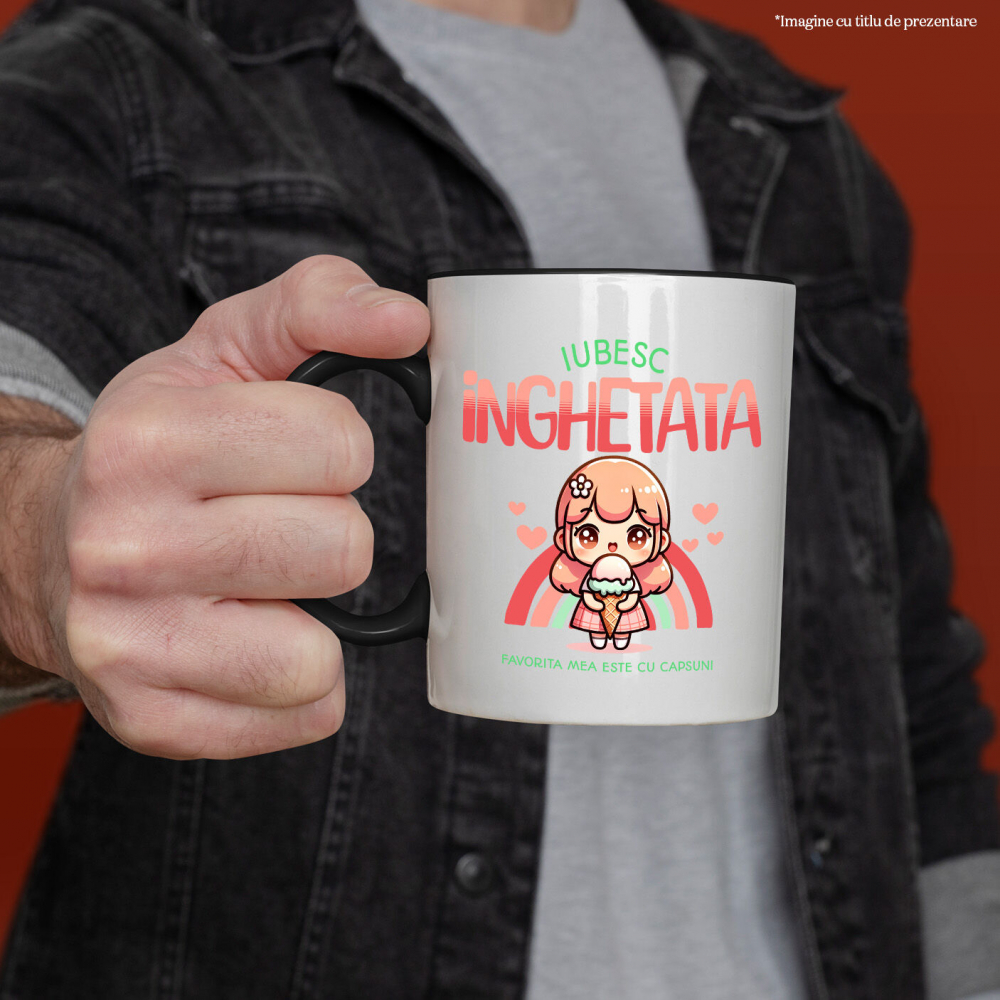 Cana Personalizata Fată Stil Animat cu Înghețată Cornet – Cadou Personalizat pentru Copii și Familie [2]