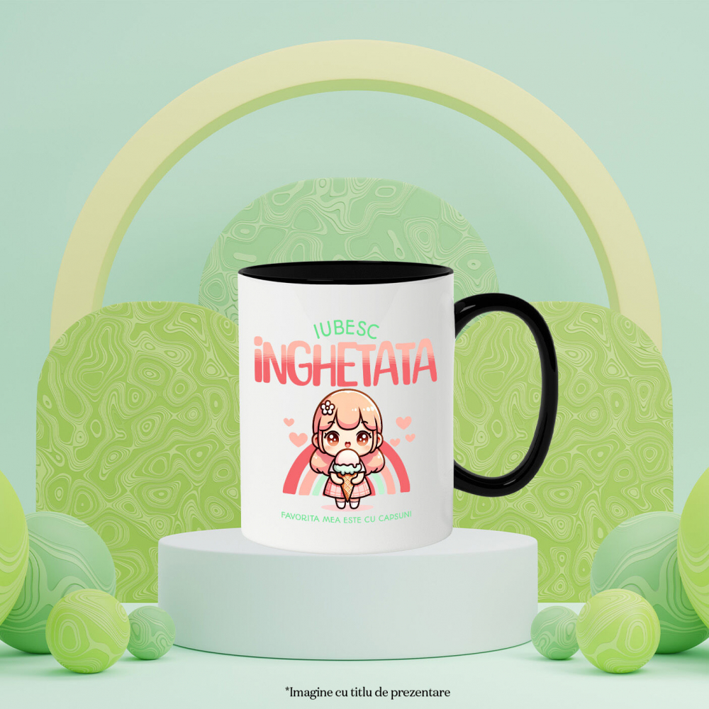 Cana Personalizata Fată Stil Animat cu Înghețată Cornet – Cadou Personalizat pentru Copii și Familie [3]