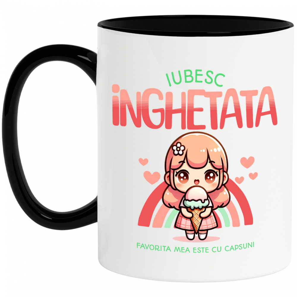 Cana Personalizata Fată Stil Animat cu Înghețată Cornet – Cadou Personalizat pentru Copii și Familie [1]