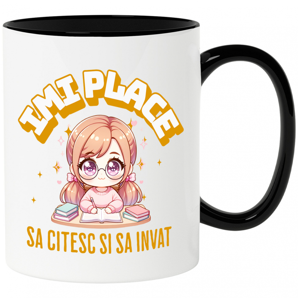 Cana Personalizata Tricou Personalizat Fata Anime – "Imi Place Sa Citesc si Sa Invat" | Cadou Educativ pentru Iubitori de Carti [1]