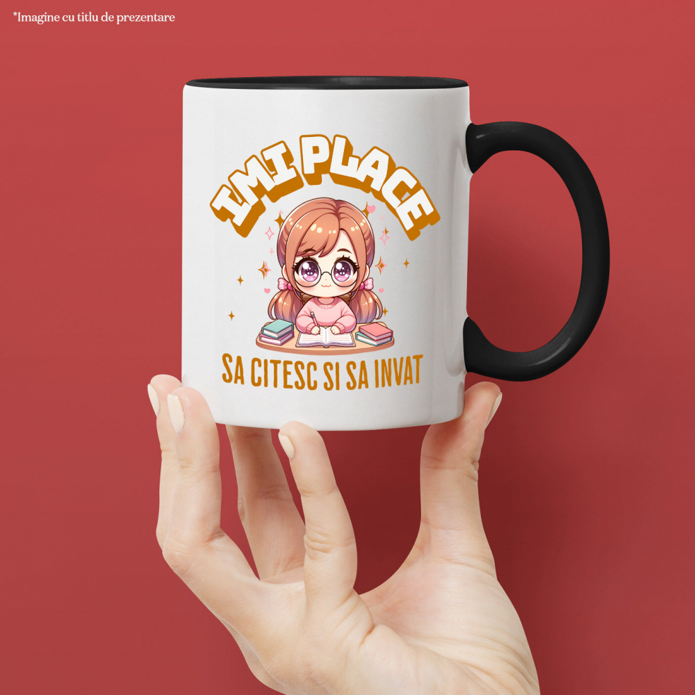 Cana Personalizata Tricou Personalizat Fata Anime – "Imi Place Sa Citesc si Sa Invat" | Cadou Educativ pentru Iubitori de Carti [2]