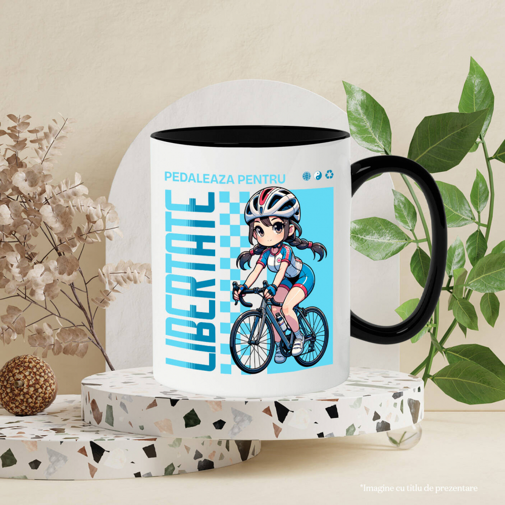 Cana Personalizata Fată Anime pe Bicicletă – Design Sportiv pentru Cadouri Personalizate [3]