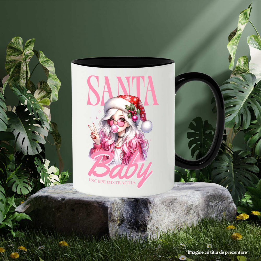 Cana Personalizata Fată Stil Anime cu Căciulă de Crăciun – Santa Baby și Distracția Începe de Crăciun [3]