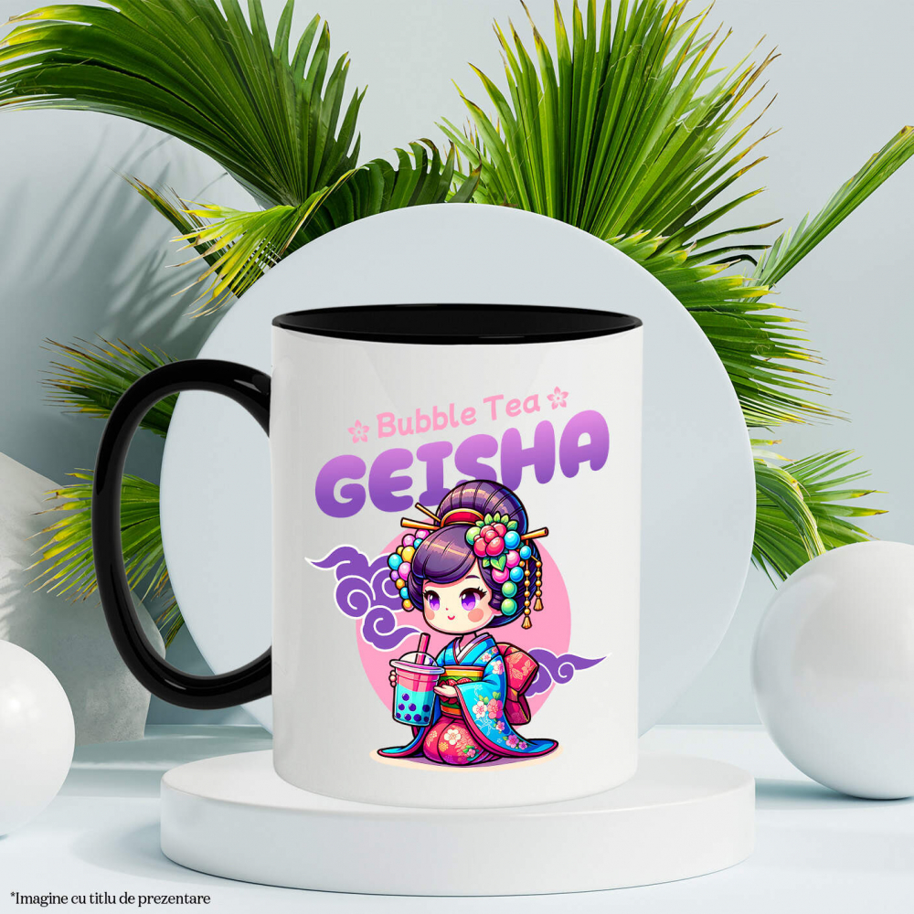 Cana Personalizata „Fată Stil Asiatic cu Ceai Rece cu Bule - Pahar Personalizat pentru Bubble Tea” [3]