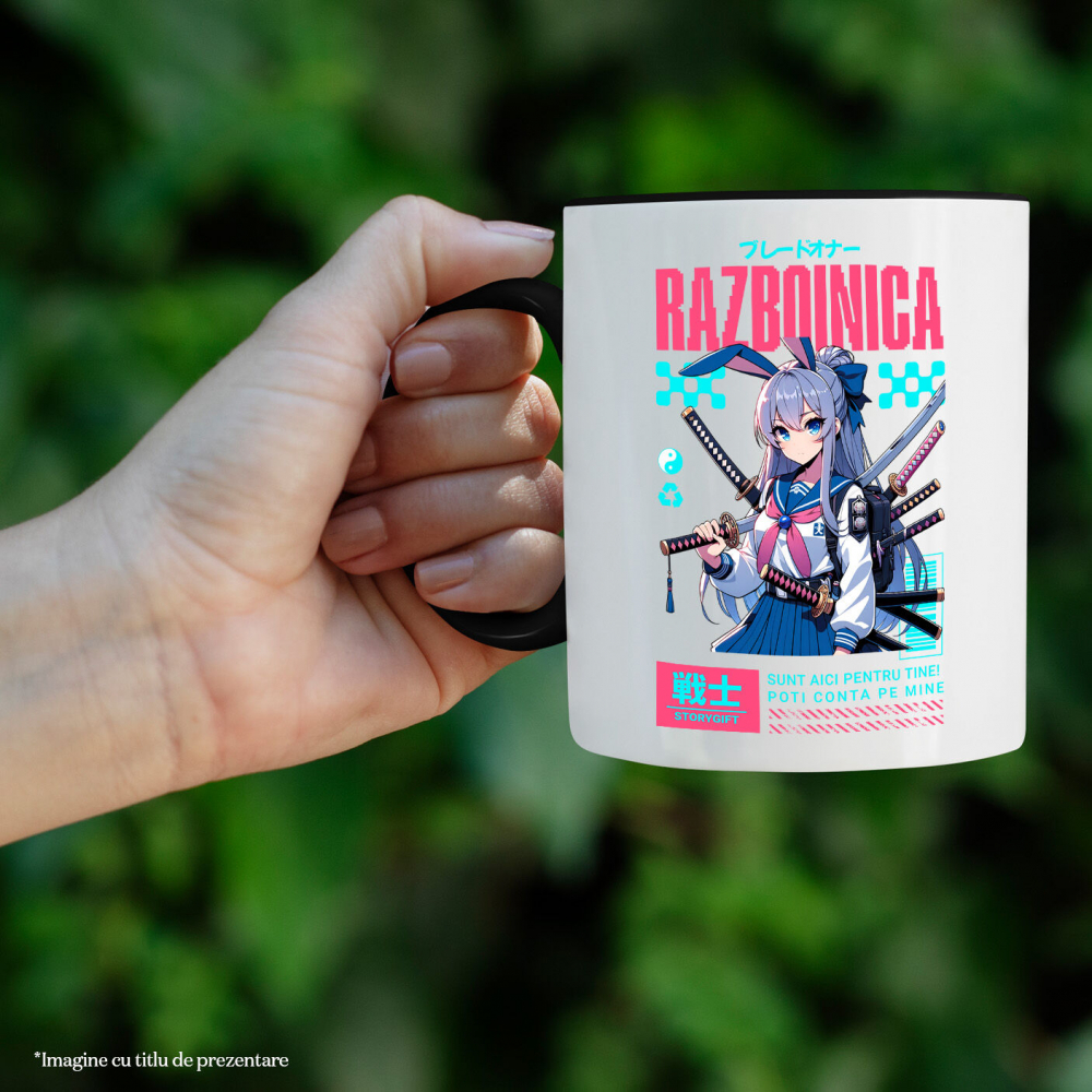 Cana Personalizata Cadouri personalizate – Fata stil asiatic cu sabii ninja și mesaj inspirațional [2]