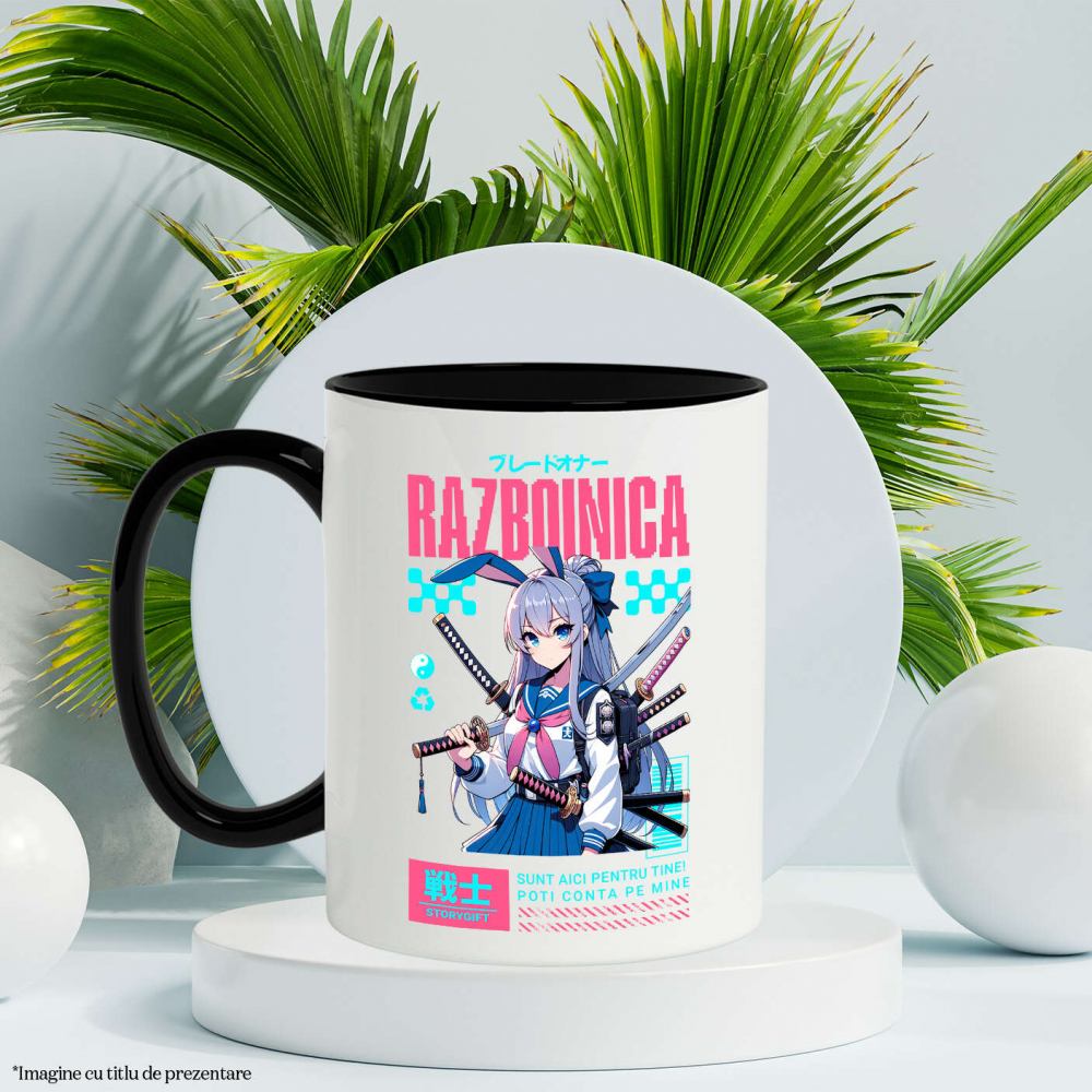 Cana Personalizata Cadouri personalizate – Fata stil asiatic cu sabii ninja și mesaj inspirațional [3]