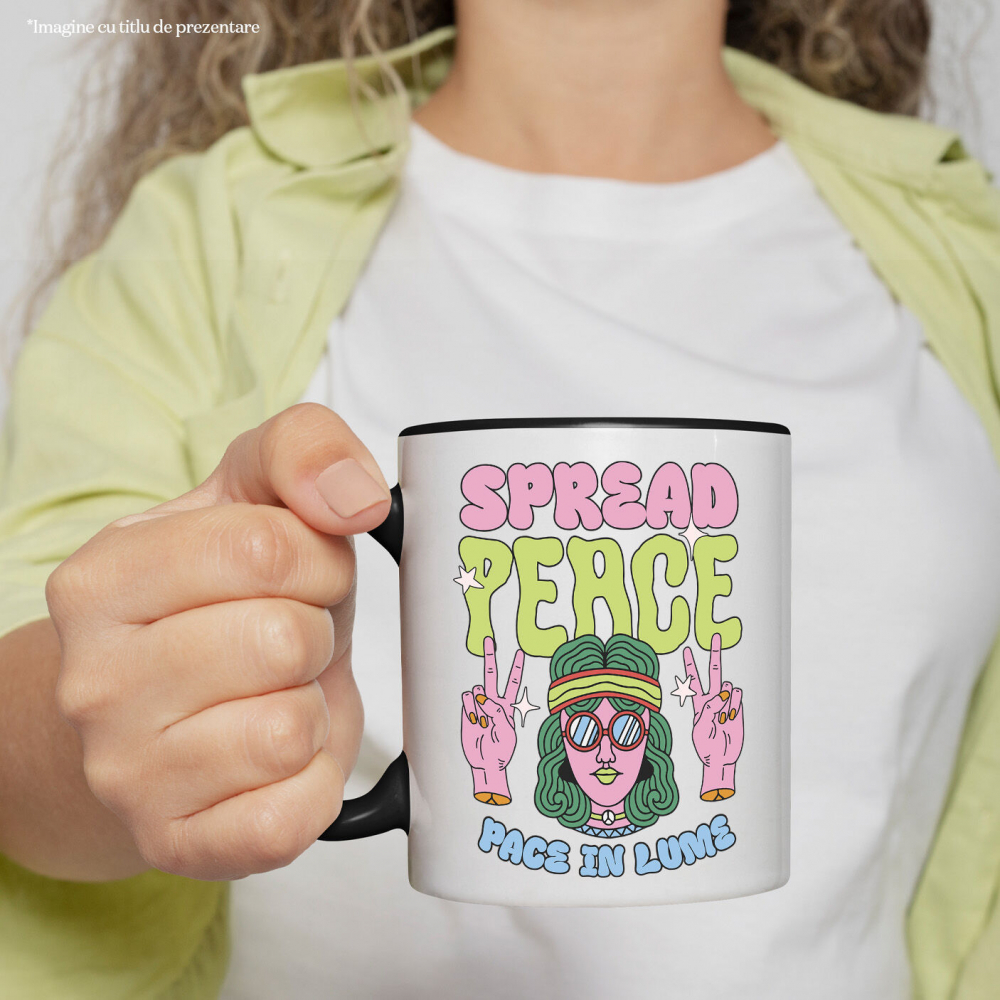 Cana Personalizata Fata Stil Hippie Ochelari și Bandana - Spread Peace Cadou Personalizat pentru Familie [2]