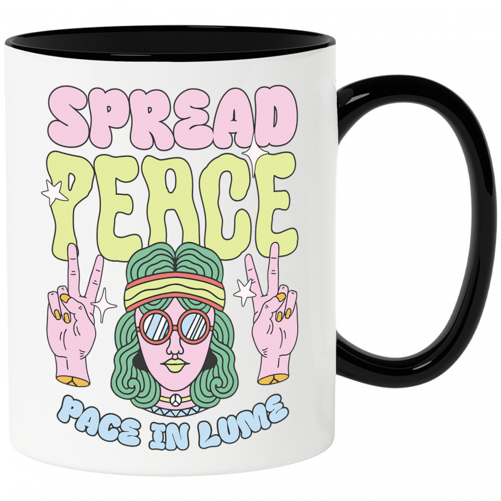 Cana Personalizata Fata Stil Hippie Ochelari și Bandana - Spread Peace Cadou Personalizat pentru Familie [1]