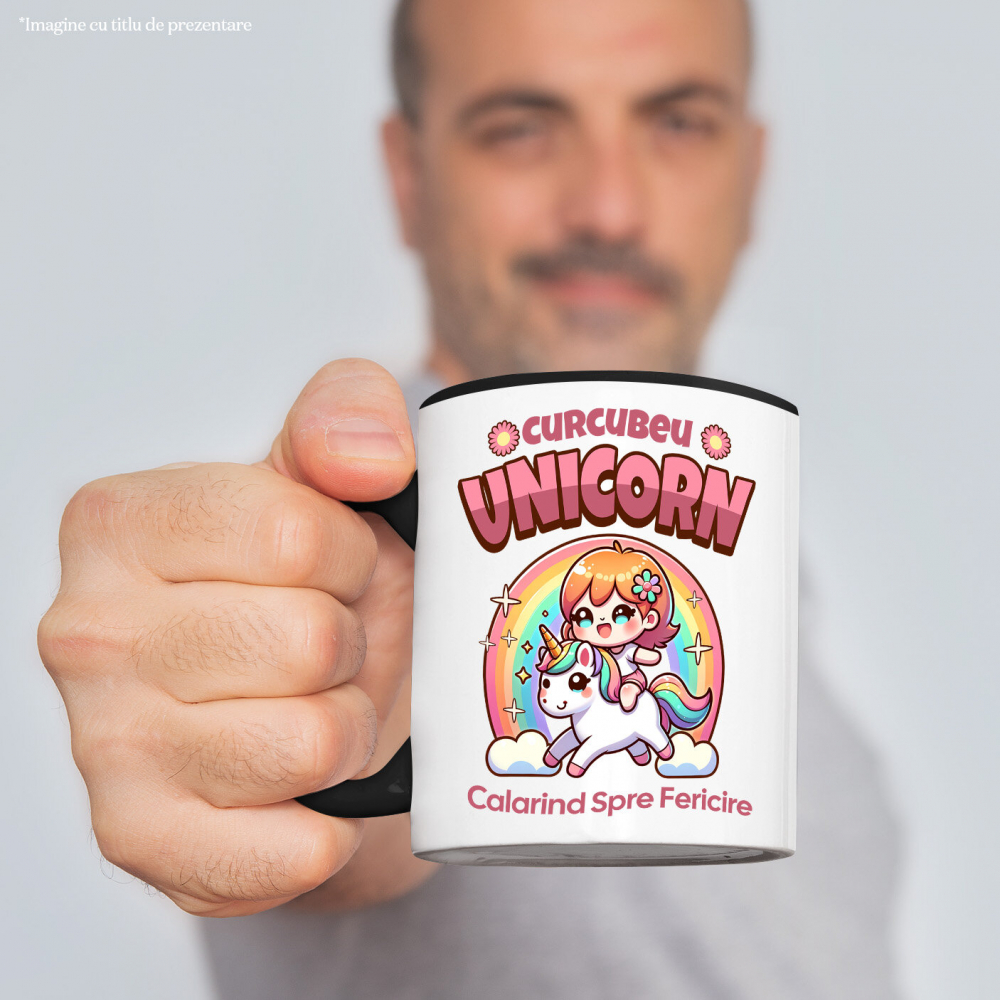 Cana Personalizata Costum Unicorn Multicolor pentru Fete - Calarind Spre Fericire [2]