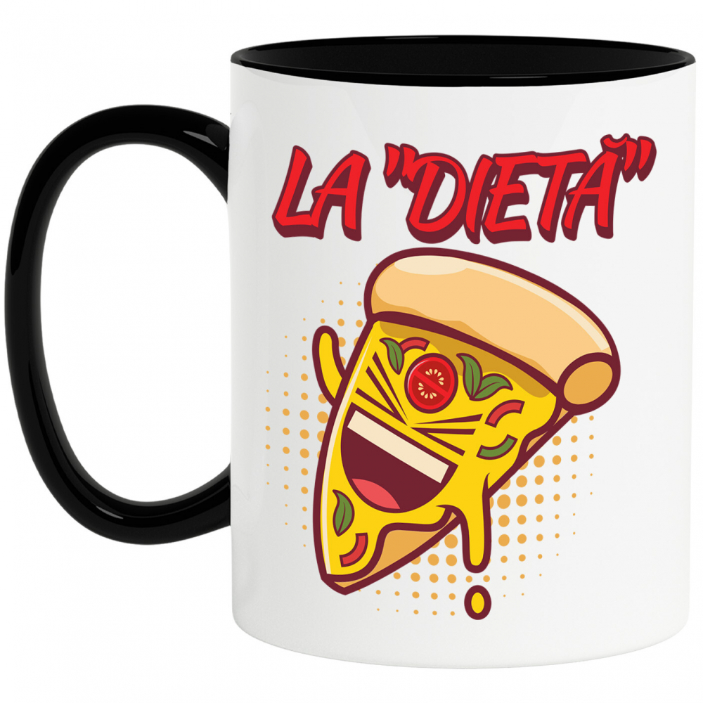 Cana Personalizata Felie de pizza personalizată pentru copii | Cadou amuzant cu text „La dietă” și fast food [1]