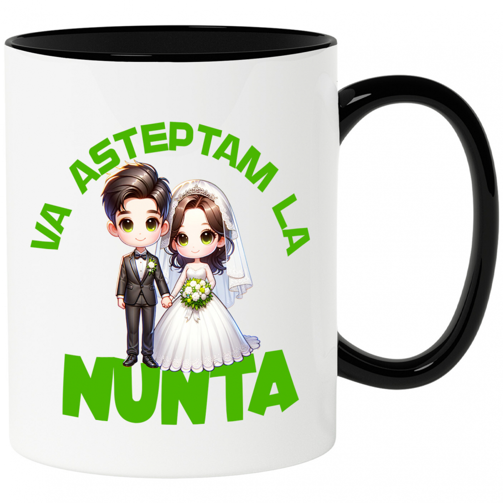 Cana Personalizata Cadou Personalizat „Va Așteptăm La Nuntă” | Cuplu Fericit pentru Invitații la Nuntă [1]