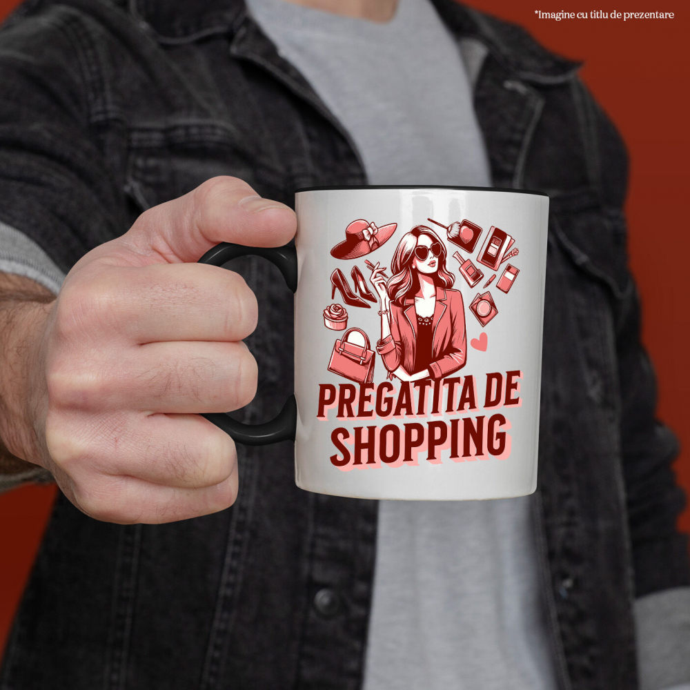 Cana Personalizata "Femeie Iubitoare de Shopping – Cadouri Personalizate cu Pantofi, Pălărie și Geantă" [2]