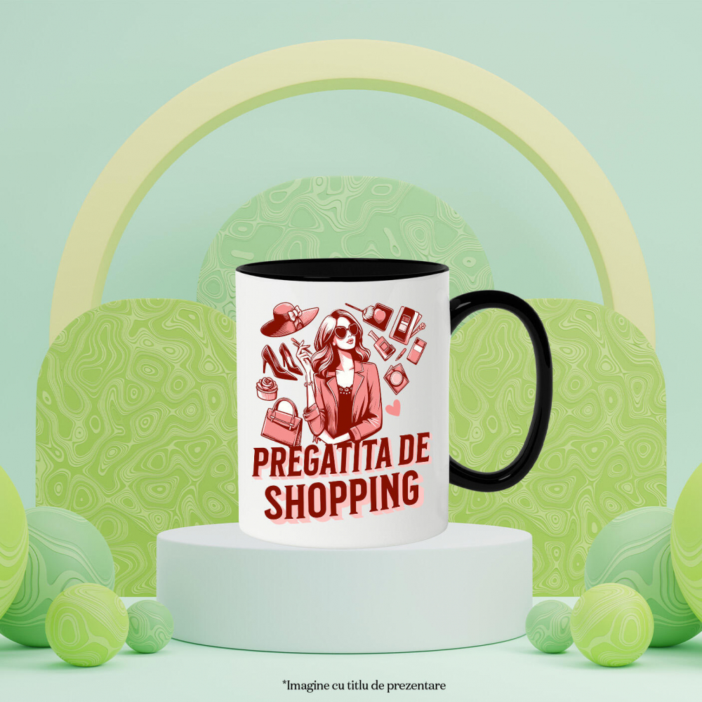 Cana Personalizata "Femeie Iubitoare de Shopping – Cadouri Personalizate cu Pantofi, Pălărie și Geantă" [3]