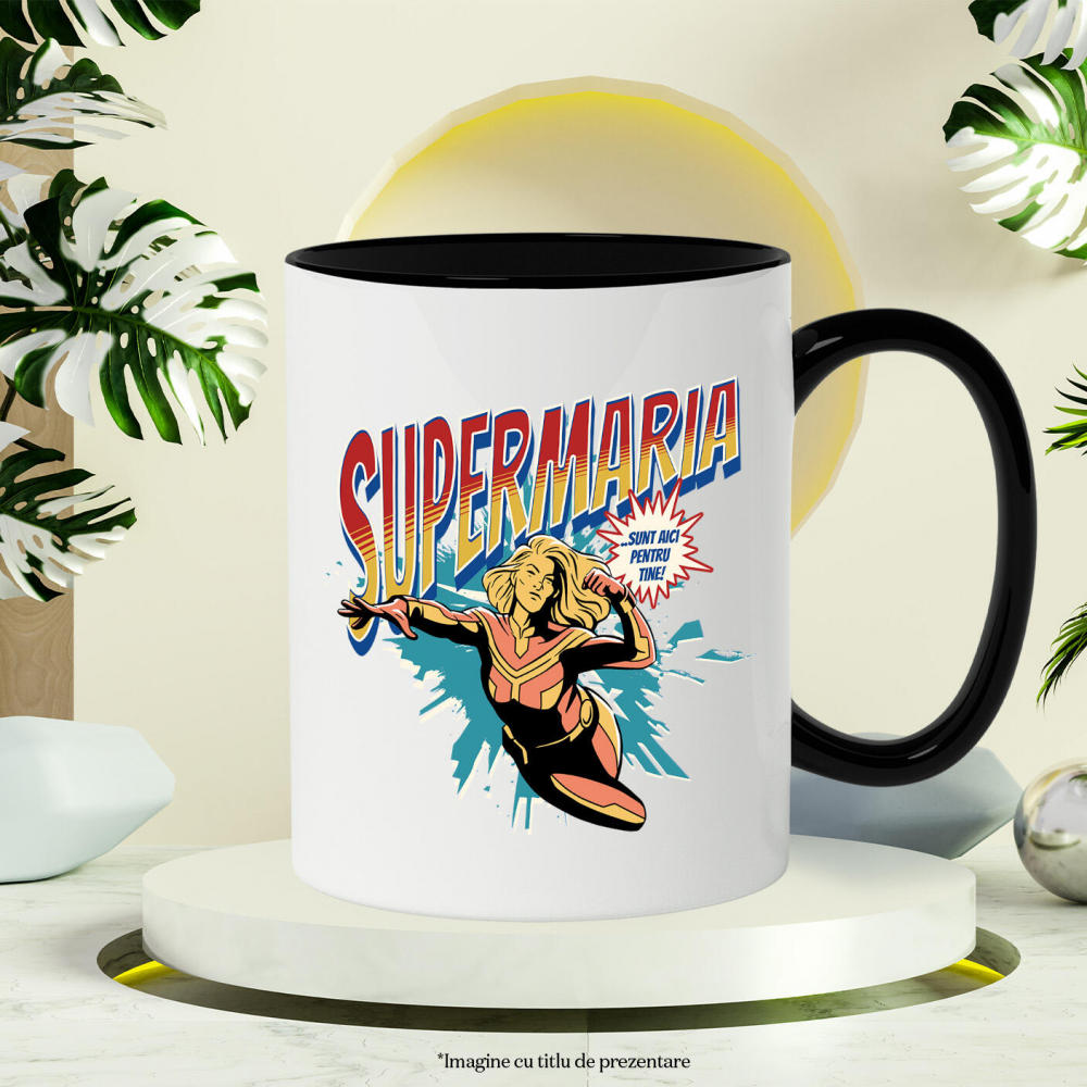 Cana Personalizata Femeie Puternică În Costum De Super Erou – Cadou Personalizat „Super Maria Sunt Aici Pentru Tine” [3]