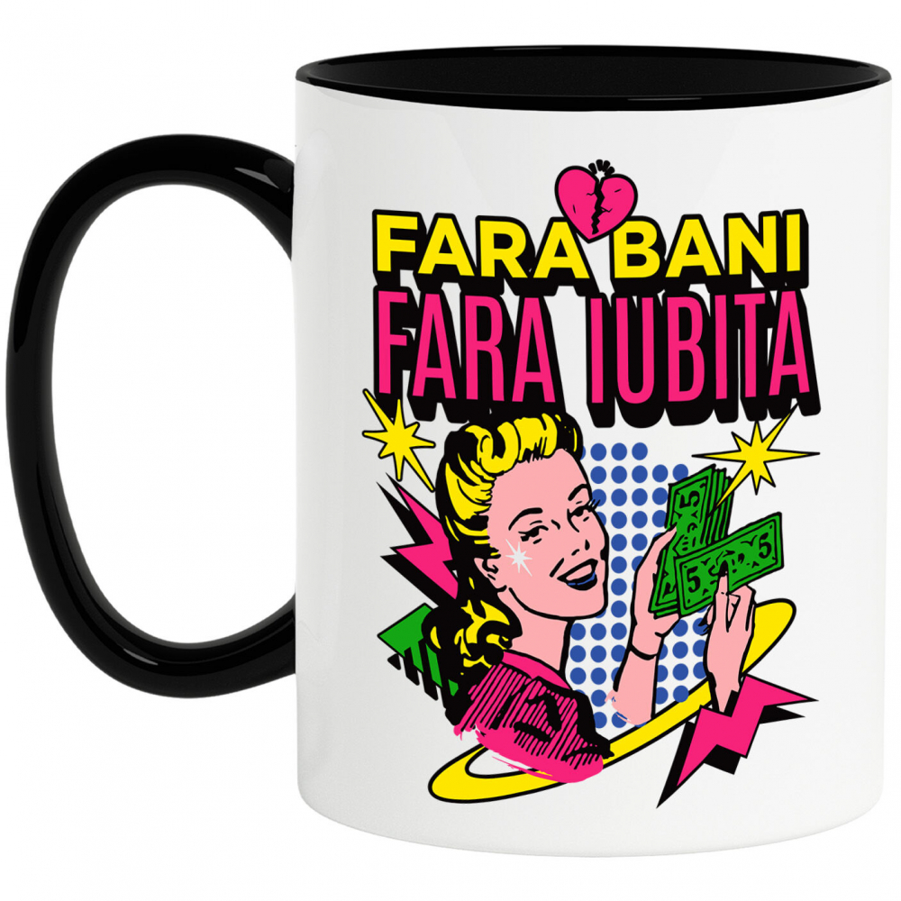 Cana Personalizata Femeie Retro Numărând Bancnote Bani – „Fără Bani Fără Iubită” – Cadou Personalizat pentru Familie, Tati, Copii, Prieteni [1]
