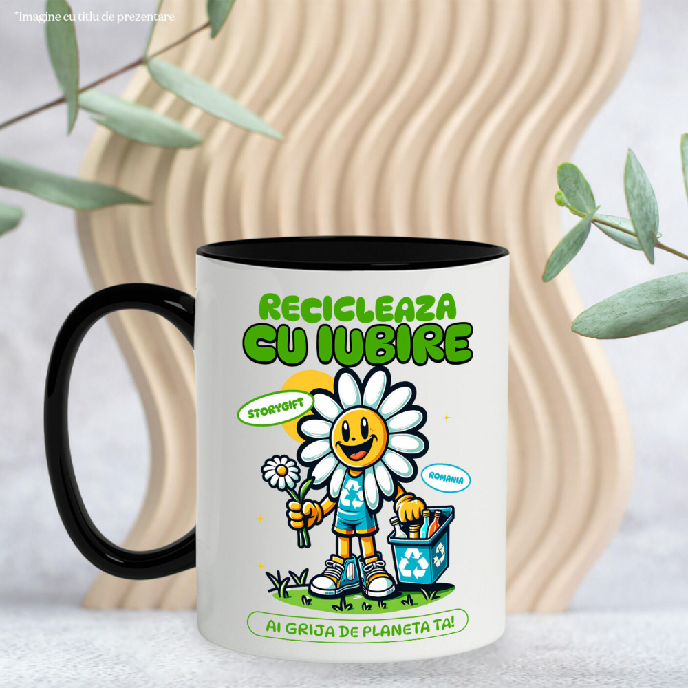 Cana Personalizata "Floare Margareta Reciclare Sticle Goale – Cadouri ecologice pentru iubitorii de natură" [3]