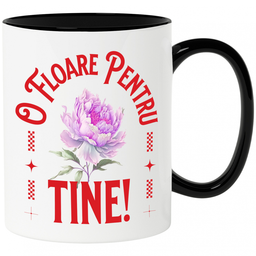 Cana Personalizata Floare Roz cu Mesaj de Dragoste | Cadou Romantic Personalizat | „O Floare Pentru Tine” [1]