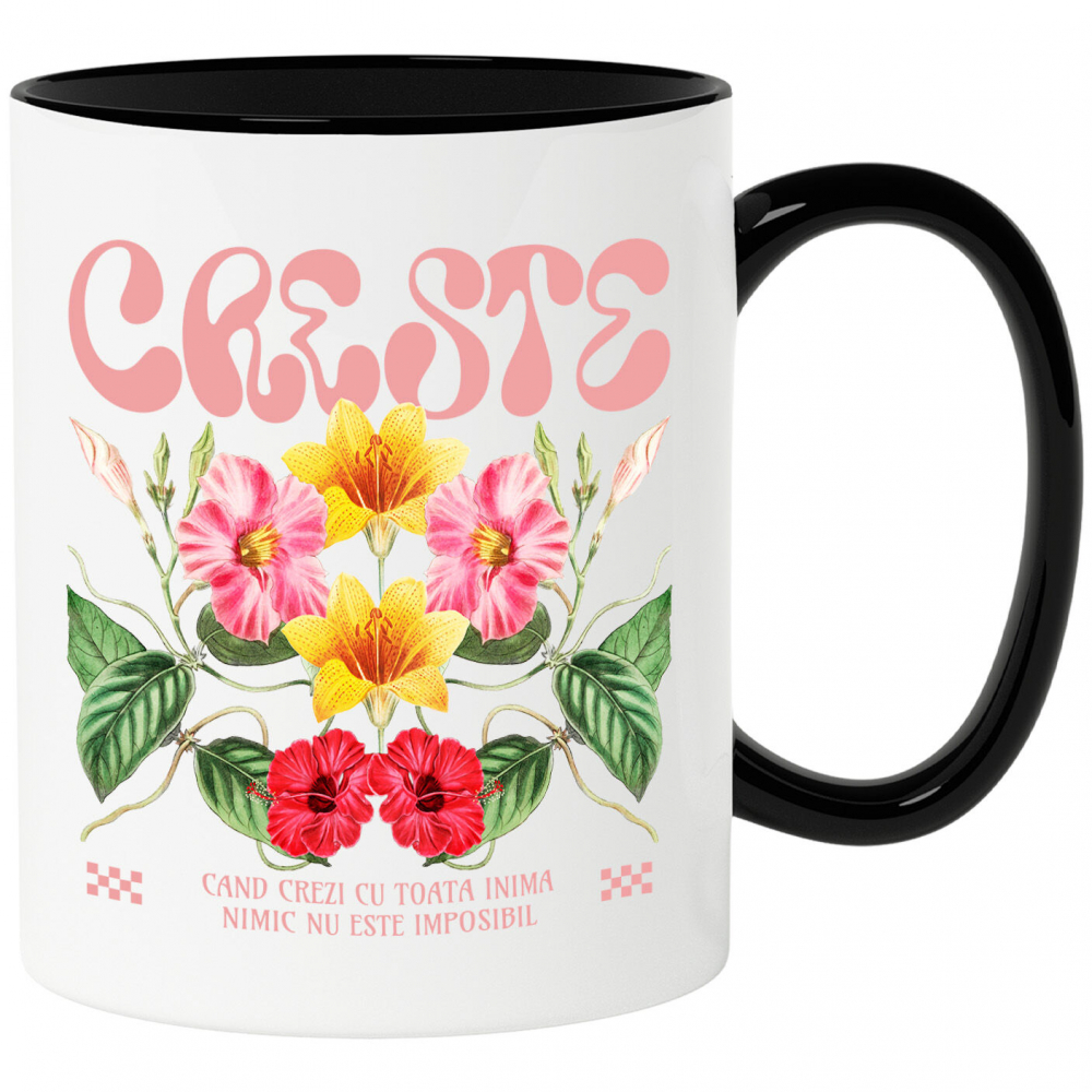 Cana Personalizata Flori Colorate cu Mesaj de Speranță | Nimic Nu Este Imposibil - Cadou Personalizat [1]